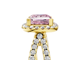 Yellow gold Fancy Pink Princess  Cut Halo Split Shank Pave Set Ring_22
