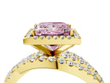 Yellow gold Fancy Pink Princess  Cut Halo Split Shank Prong Setting Ring_16
