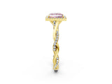 Yellow gold Fancy Pink Princess Cut Halo Twist Band with Four-Prong Setting_14