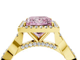 Yellow gold Fancy Pink Princess Cut Halo Twist Band with Four-Prong Setting_16