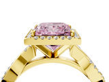 Yellow gold Fancy Pink Princess  Cut Halo Twisted Band Four-Prong Ring_4