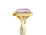 Yellow gold Fancy Pink Princess  Cut Halo Twisted Band Four-Prong Ring_5