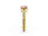Yellow gold Fancy Pink Princess  Cut Milgrain Channel Set Engagement Ring with Solitaire Prong Setting_2