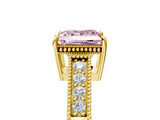 Yellow gold Fancy Pink Princess  Cut Milgrain Channel Set Engagement Ring with Solitaire Prong Setting_5
