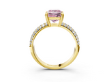 Yellow gold Fancy Pink Princess  Cut Pave Diamond Engagement Ring with Channel Set Band and Four-Prong Setting_3