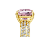 Yellow gold Fancy Pink Princess  Cut Pave Diamond Engagement Ring with Channel Set Band and Four-Prong Setting_5