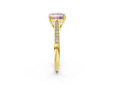 Yellow gold Fancy Pink Princess Cut Solitaire Cathedral Diamond Engagement Ring with Channel-Set Band and Four-Prong Setting_5