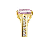 Yellow gold Fancy Pink Princess Cut Solitaire Cathedral Diamond Engagement Ring with Channel-Set Band and Four-Prong Setting_8