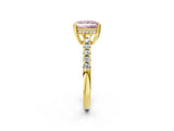 Yellow gold Fancy Pink Princess Cut Solitaire Diamond Engagement Ring with Pavé Band and Six-Prong Setting_14
