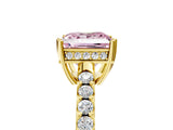 Yellow gold Fancy Pink Princess Cut Solitaire Diamond Engagement Ring with Pavé Band and Six-Prong Setting_17