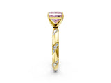 Yellow gold Fancy Pink Princess Cut Solitaire Diamond Engagement Ring with Twisted Pave Band and Four-Prong Setting_5