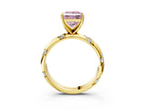 Yellow gold Fancy Pink Princess Cut Solitaire Diamond Engagement Ring with Twisted Pave Band and Four-Prong Setting_6