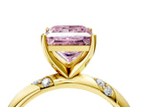 Yellow gold Fancy Pink Princess Cut Solitaire Diamond Engagement Ring with Twisted Pave Band and Four-Prong Setting_7