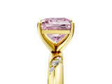 Yellow gold Fancy Pink Princess Cut Solitaire Diamond Engagement Ring with Twisted Pave Band and Four-Prong Setting_8