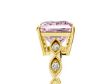 Yellow gold Fancy Pink Princess Cut Solitaire Diamond Ring with Infinity Twist Band and Four-Prong Setting_5