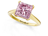 Yellow gold Fancy Pink Princess Cut Solitaire Diamond Ring with Six-Prong Setting and Classic Band_13