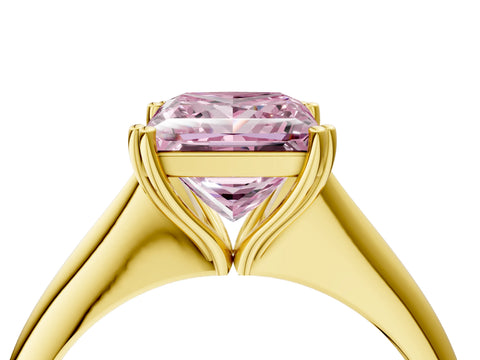 Yellow gold Fancy Pink Princess Cut Solitaire Diamond Ring with Six-Prong Setting and Classic Band_4