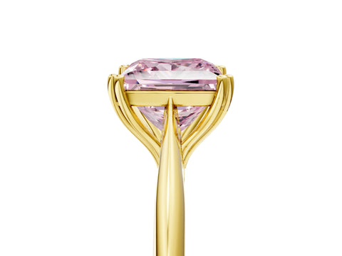 Yellow gold Fancy Pink Princess Cut Solitaire Diamond Ring with Six-Prong Setting and Classic Band_5
