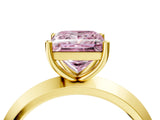 Yellow gold Fancy Pink Princess  Cut Solitaire Engagement Ring with Flat Band and Four-Prong Setting 5