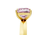 Yellow gold Fancy Pink Princess  Cut Solitaire Engagement Ring with Flat Band and Four-Prong Setting