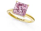 Yellow gold Fancy Pink Princess  Cut Solitaire Engagement Ring with Four-Prong Setting and Classic Band_1