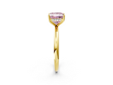 Yellow gold Fancy Pink Princess  Cut Solitaire Engagement Ring with Four-Prong Setting and Classic Band_2