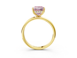 Yellow gold Fancy Pink Princess  Cut Solitaire Engagement Ring with Four-Prong Setting and Classic Band_3