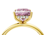 Yellow gold Fancy Pink Princess  Cut Solitaire Engagement Ring with Four-Prong Setting and Classic Band_4