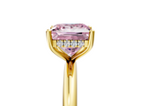 Yellow gold Fancy Pink Princess  Cut Solitaire Engagement Ring with Four-Prong Setting and Classic Band_5