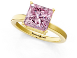 Yellow gold Fancy Pink Princess  Cut Solitaire Engagement Ring with Four-Prong Setting on a Classic Band_1