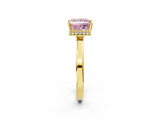Yellow gold Fancy Pink Princess  Cut Solitaire Engagement Ring with Four-Prong Setting on a Classic Band_2