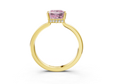 Yellow gold Fancy Pink Princess  Cut Solitaire Engagement Ring with Four-Prong Setting on a Classic Band_3