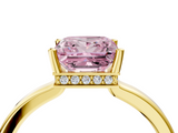 Yellow gold Fancy Pink Princess  Cut Solitaire Engagement Ring with Four-Prong Setting on a Classic Band_4