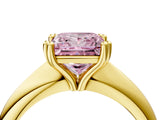 Yellow gold Fancy Pink Princess  Cut Solitaire Engagement Ring with Tapered Band and Four-Prong Setting 5