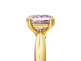Yellow gold Fancy Pink Princess  Cut Solitaire Engagement Ring with Tapered Band and Four-Prong Setting