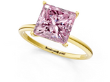 Yellow gold Fancy Pink Princess  Cut Solitaire Engagement Ring with Thin Band and Four-Prong Setting_4