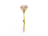 Yellow gold Fancy Pink Princess  Cut Solitaire Engagement Ring with Thin Band and Four-Prong Setting_5
