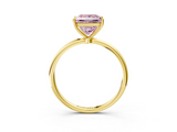 Yellow gold Fancy Pink Princess  Cut Solitaire Engagement Ring with Thin Band and Four-Prong Setting_6