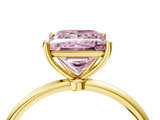 Yellow gold Fancy Pink Princess  Cut Solitaire Engagement Ring with Thin Band and Four-Prong Setting_7