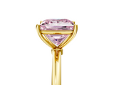 Yellow gold Fancy Pink Princess  Cut Solitaire Engagement Ring with Thin Band and Four-Prong Setting_8