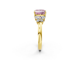 Yellow gold Fancy Pink Princess  Cut Solitaire Floral Diamond Ring with Four-Prong Setting_2
