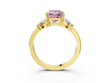 Yellow gold Fancy Pink Princess  Cut Solitaire Floral Diamond Ring with Four-Prong Setting_3