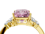 Yellow gold Fancy Pink Princess  Cut Solitaire Floral Diamond Ring with Four-Prong Setting_4