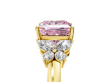 Yellow gold Fancy Pink Princess  Cut Solitaire Floral Diamond Ring with Four-Prong Setting_5