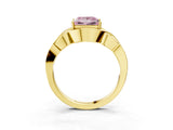 Yellow gold Fancy Pink Princess Cut Solitaire Intertwined Band Prong Setting Ring_3
