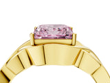Yellow gold Fancy Pink Princess Cut Solitaire Intertwined Band Prong Setting Ring_4