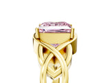 Yellow gold Fancy Pink Princess Cut Solitaire Intertwined Band Prong Setting Ring_5