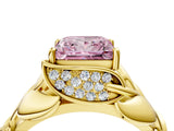 Yellow gold Fancy Pink Princess Cut Solitaire Leaf-Inspired Engagement Ring with Prong Setting_16