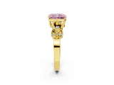 Yellow gold Fancy Pink Princess Cut Solitaire Milgrain Leaf Band with Prong Setting_2