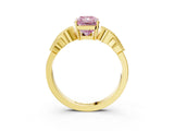 Yellow gold Fancy Pink Princess Cut Solitaire Milgrain Leaf Band with Prong Setting_3